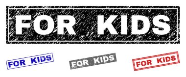 Grunge çocuklar için dikdörtgen damga mühürler çizik