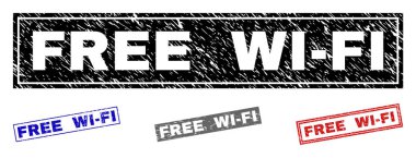 Grunge ücretsiz Wi-Fi dikdörtgen pullar dokulu