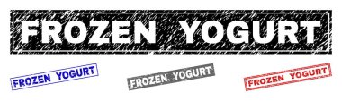 Dondurulmuş yoğurt grunge dikdörtgen damga mühürler dokulu