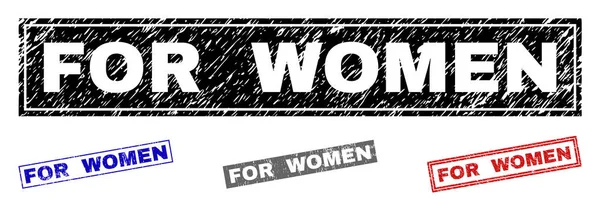 Grunge för kvinnor texturerat rektangel frimärken — Stock vektor