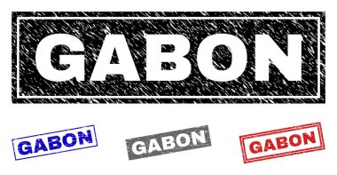 Grunge Gabon dikdörtgen damga mühürler çizik
