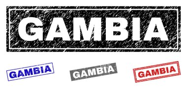 Grunge Gambiya dikdörtgen damga mühürler dokulu