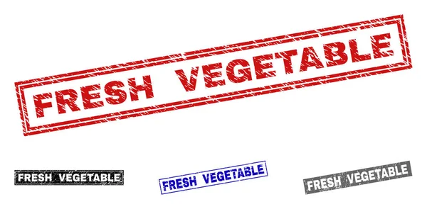 粗糙新鲜蔬菜划伤的长方形水印 — 图库矢量图片