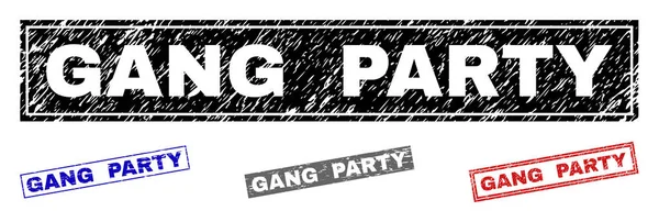 Grunge GANG PARTY Filigranes rectangulaires rayés — Image vectorielle