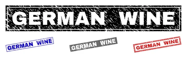 Grunge GERMAN WINE Scratched Rectangle Watermarks — Stock Vector