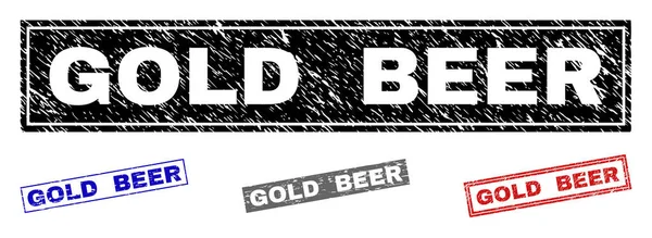 Grunge goud bier getextureerde rechthoek watermerken — Stockvector