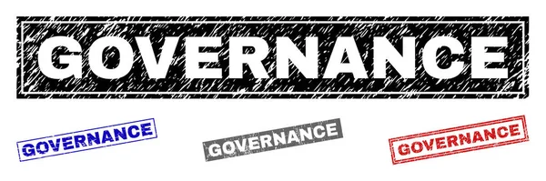 Grunge Governance texturierte Rechteck-Stempelsiegel — Stockvektor