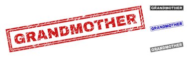 Grunge büyükanne dikdörtgen damga mühürler çizik