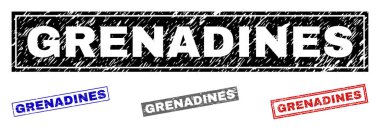 Grunge Grenadinler dikdörtgen pullar çizik