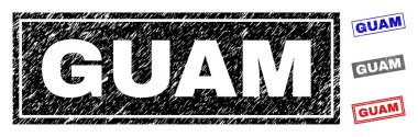 Grunge Guam dikdörtgen damga mühürler dokulu