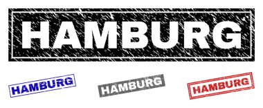 Grunge Hamburg dikdörtgen damga mühürler çizik