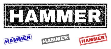 Grunge çekiç dikdörtgen damga mühürler çizik