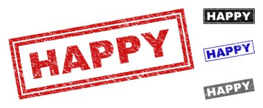 Grunge mutlu dikdörtgen damga mühürler çizik