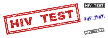 Grunge HIV testi dikdörtgen damga mühürler dokulu