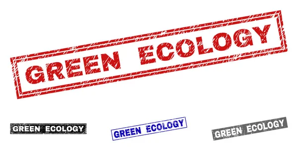 Grunge zelené ekologie texturou obdélník vodoznaky — Stockový vektor