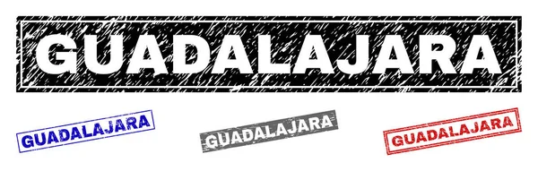 Grunge GUADALAJARA Rectángulo rayado Sellos de sello — Vector de stock