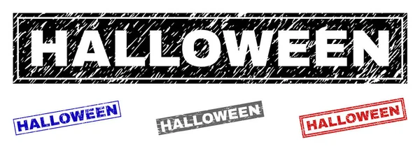 Grunge Halloween texturerat rektangel stämpel tätningar — Stock vektor