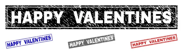 Grunge HAPPY VALENTINES Textured Rectangle Watermarks — Stock Vector