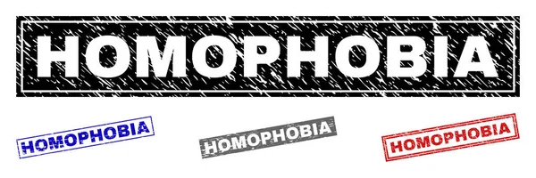 Grunge HOMOPHOBIA Textured Rectangle Watermarks — Stock Vector