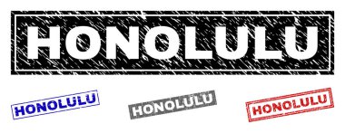 Grunge Honolulu dikdörtgen damga mühürler dokulu