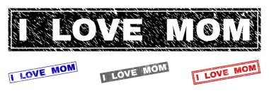 Ben seviyorum grunge anne çizik dikdörtgen pullar