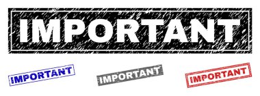 Grunge önemli dikdörtgen damga mühürler çizik