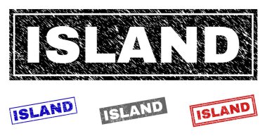 Grunge Adası dikdörtgen damga mühürler çizik