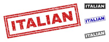 Grunge İtalyanca dikdörtgen damga mühürler çizik