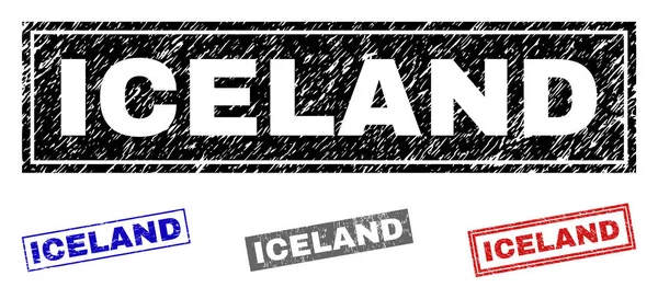 Grunge ISLANDE Sceaux rectangulaires rayés — Image vectorielle