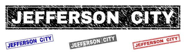 Grunge JEFFERSON CITY Rectángulo rayado Sellos — Vector de stock