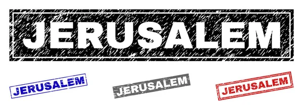 Grunge JERUSALEM Rectángulo texturizado marcas de agua — Vector de stock