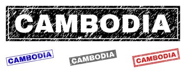 Grunge Kamboçya dikdörtgen damga mühürler dokulu