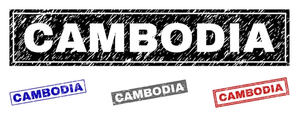 Grunge Cambodja getextureerde rechthoek stempel zeehonden — Stockvector
