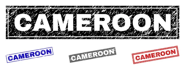Grunge Kamerun dikdörtgen damga mühürler çizik — Stok Vektör