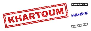 Grunge Khartoum dikdörtgen damga mühürler çizik