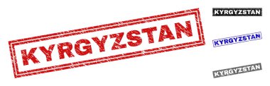 Grunge Kırgızistan dikdörtgen pullar çizik
