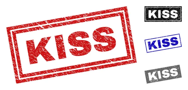 Grunge öpücük dikdörtgen damga mühürler dokulu