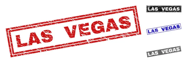 Grunge LasVegas gekrast rechthoek stempels — Stockvector