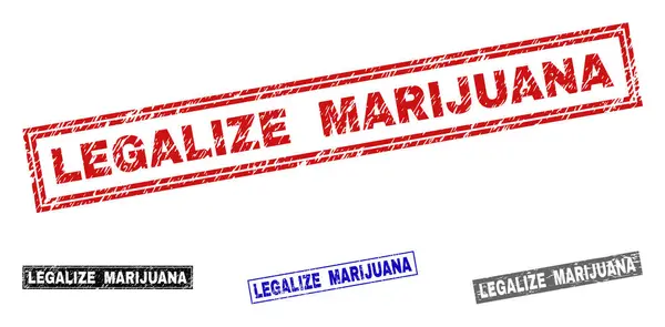 Grunge legalizacji marihuany teksturowanej prostokąt znaki wodne — Wektor stockowy