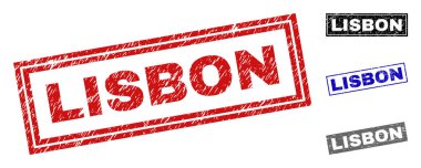 Grunge Lizbon dikdörtgen damga mühürler çizik
