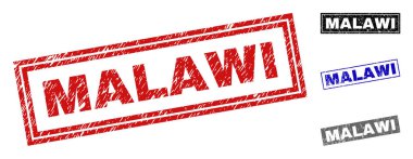 Grunge Malavi dikdörtgen damga mühürler dokulu