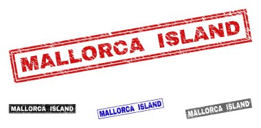 Grunge Mallorca Adası dikdörtgen filigranlar çizik