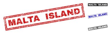 Grunge Malta Island dikdörtgen damga mühürler çizik