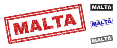 Grunge Malta dikdörtgen damga mühürler çizik
