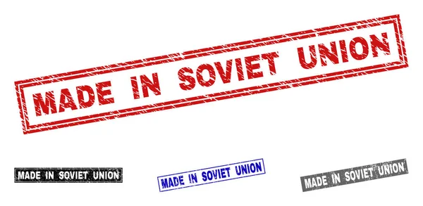 Grunge MADE IN SOVIET UNION Scratched Rectangle Marcas d 'água —  Vetores de Stock