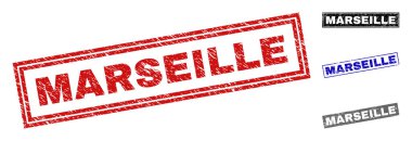 Grunge Marsilya dikdörtgen damga mühürler dokulu