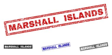 Grunge Marshall Adaları dikdörtgen pullar çizik