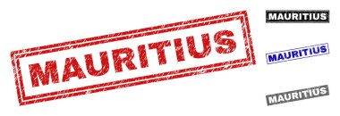 Grunge Mauritius dikdörtgen damga mühürler çizik
