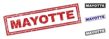 Grunge Mayotte dikdörtgen pullar çizik