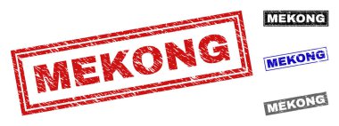 Grunge Mekong dikdörtgen damga mühürler dokulu